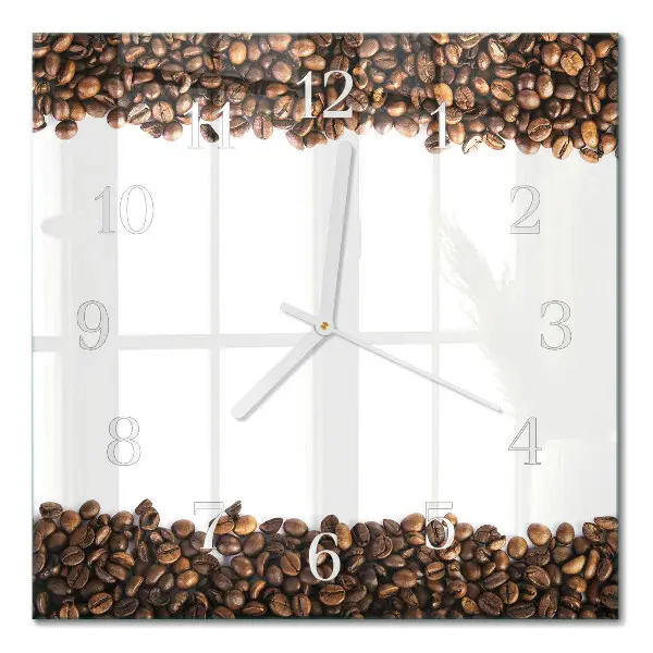 Moderne wandklok glas vierkant Koffiebonen