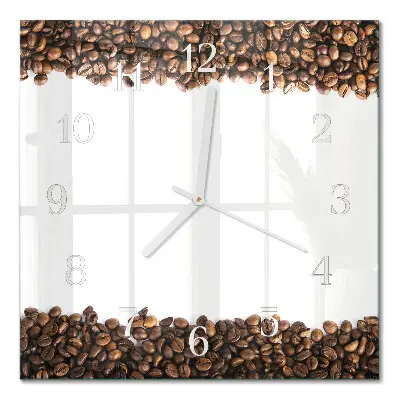 Moderne wandklok glas vierkant Koffiebonen