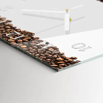 Moderne wandklok glas vierkant Koffiebonen