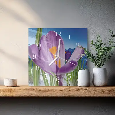 Decoratieve glazen klok vierkant Lente