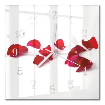 Moderne wandklok glas vierkant Rozenblaadjes