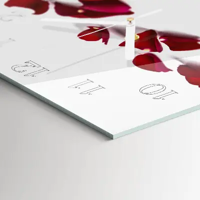 Moderne wandklok glas vierkant Rozenblaadjes