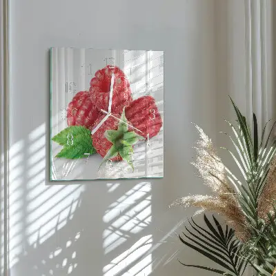 Vierkante glas klok Frambozen