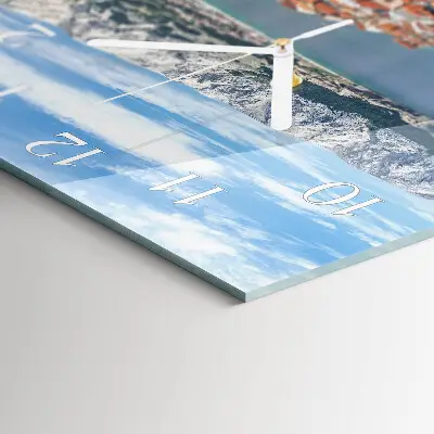 Vierkante glazen wandklok Baai