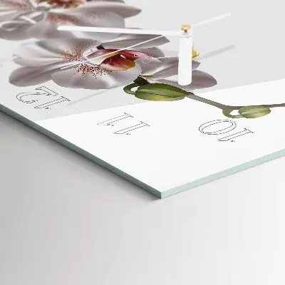 Vierkante glas klok Orchidee