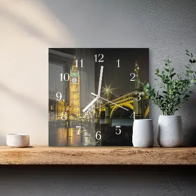 Vierkante glazen wandklok Londen