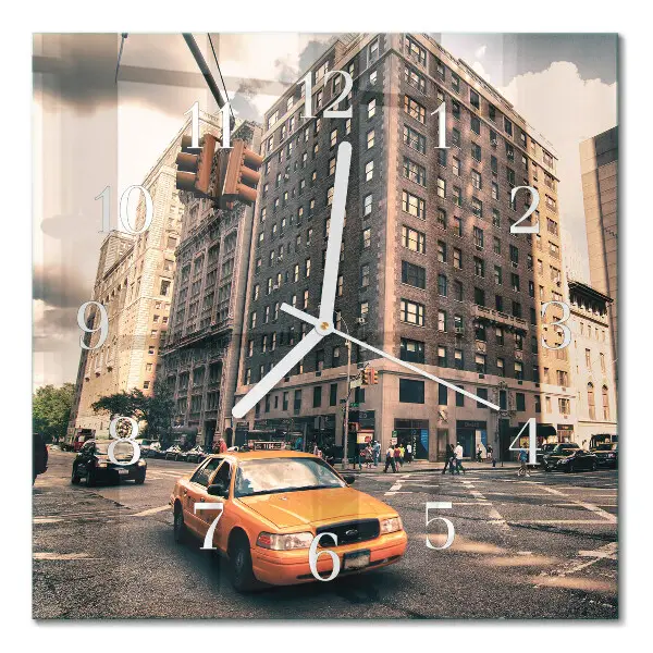 Moderne wandklok glas vierkant Taxi