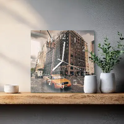 Moderne wandklok glas vierkant Taxi