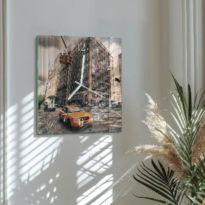 Moderne wandklok glas vierkant Taxi