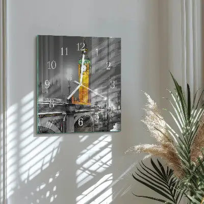 Vierkante glazen wandklok Big ben