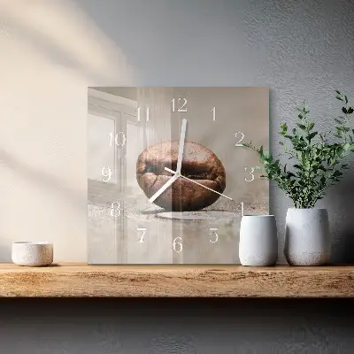Vierkante glas klok Koffieboon