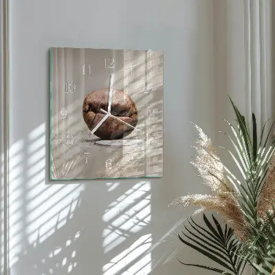 Vierkante glas klok Koffieboon