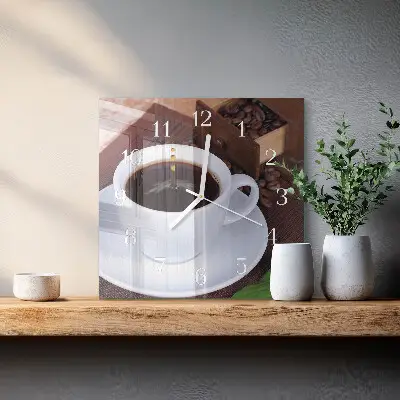 Decoratieve glazen klok vierkant Koffie