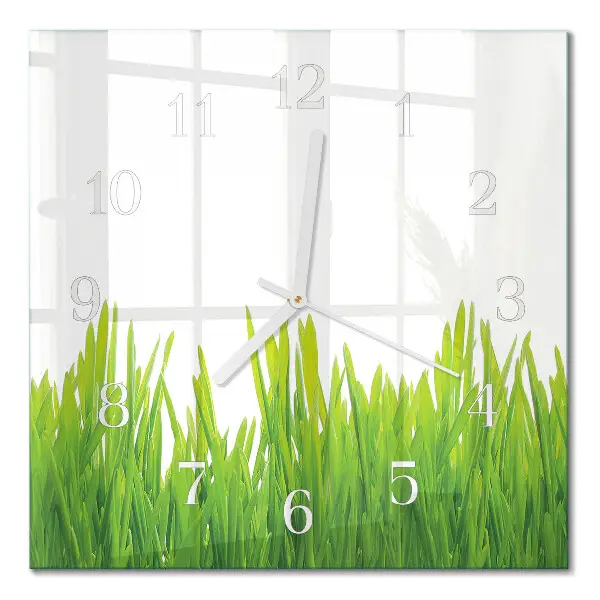 Moderne wandklok glas vierkant Gras