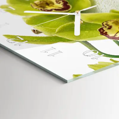 Vierkante glas klok Orchidee