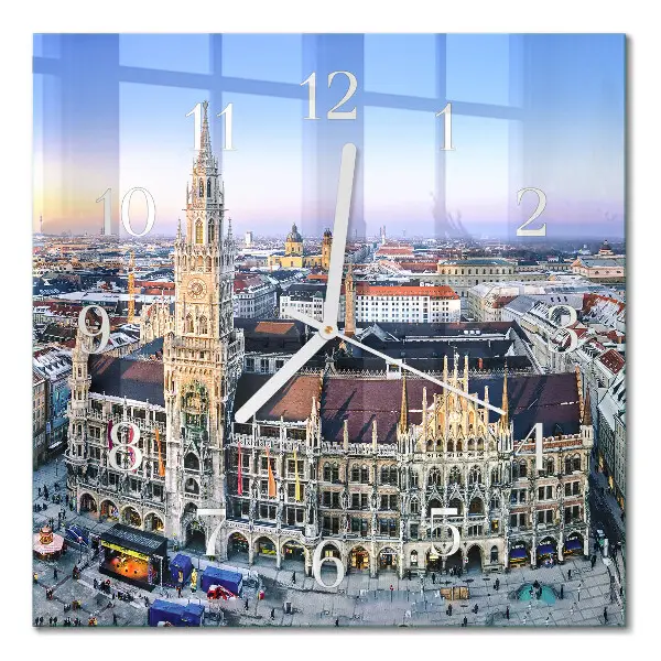 Vierkante glazen wandklok Horizon