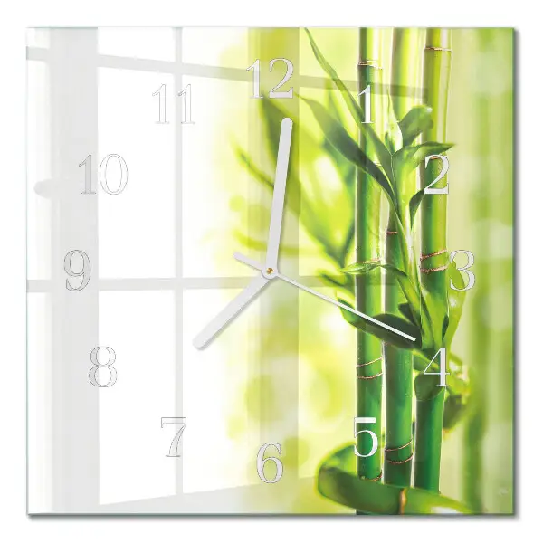 Moderne wandklok glas vierkant Bamboe