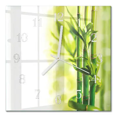 Moderne wandklok glas vierkant Bamboe