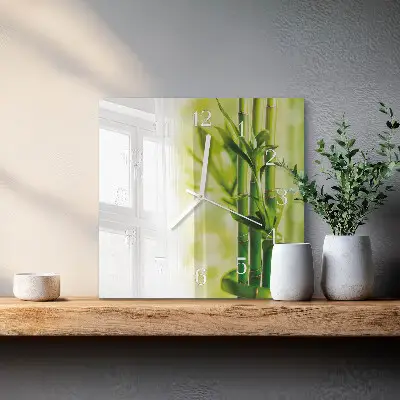 Moderne wandklok glas vierkant Bamboe