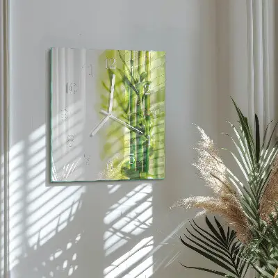 Moderne wandklok glas vierkant Bamboe