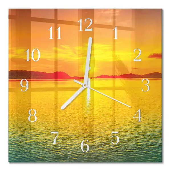 Decoratieve glazen klok vierkant Zonsondergang