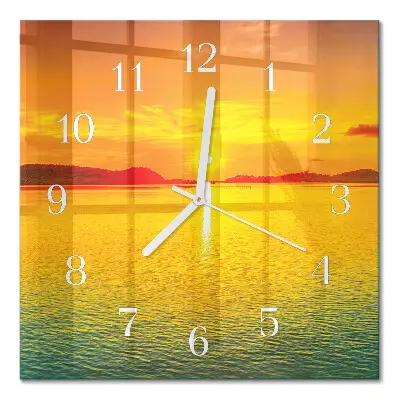 Decoratieve glazen klok vierkant Zonsondergang