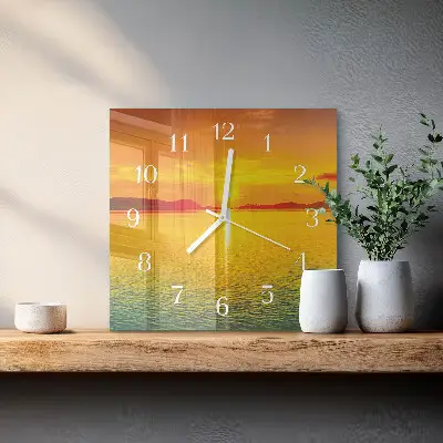 Decoratieve glazen klok vierkant Zonsondergang