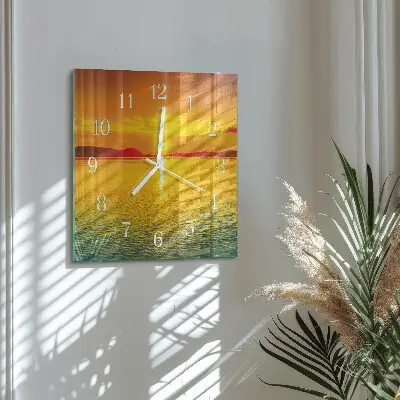 Decoratieve glazen klok vierkant Zonsondergang