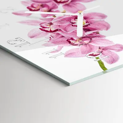 Vierkante glazen klok Orchidee
