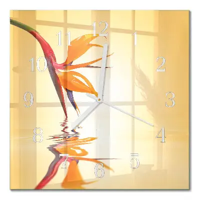 Moderne wandklok glas vierkant Bloem