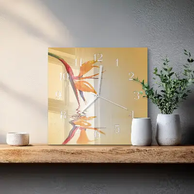 Moderne wandklok glas vierkant Bloem