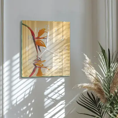 Moderne wandklok glas vierkant Bloem