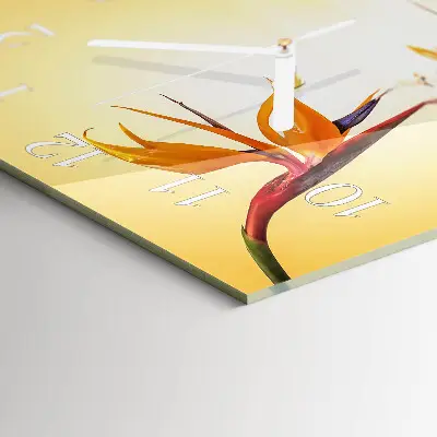 Moderne wandklok glas vierkant Bloem
