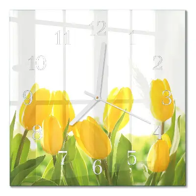 Vierkante glas klok Tulpen