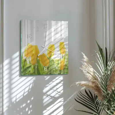 Vierkante glas klok Tulpen