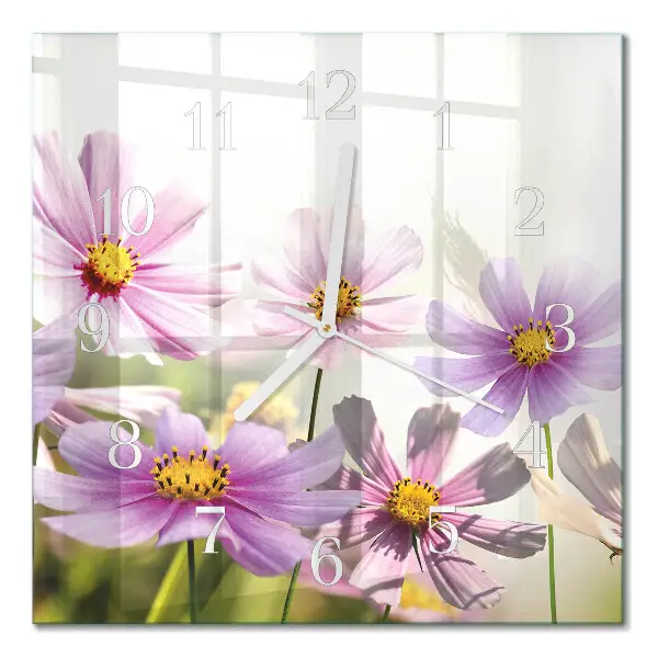 Decoratieve glazen klok vierkant Bloemen