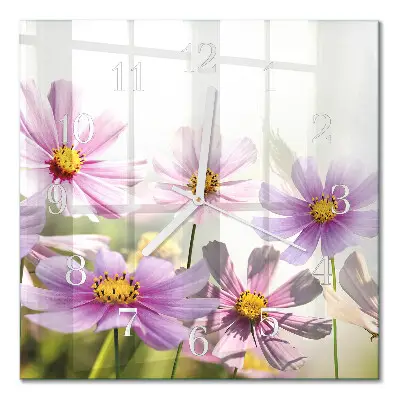 Decoratieve glazen klok vierkant Bloemen