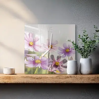 Decoratieve glazen klok vierkant Bloemen