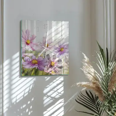 Decoratieve glazen klok vierkant Bloemen