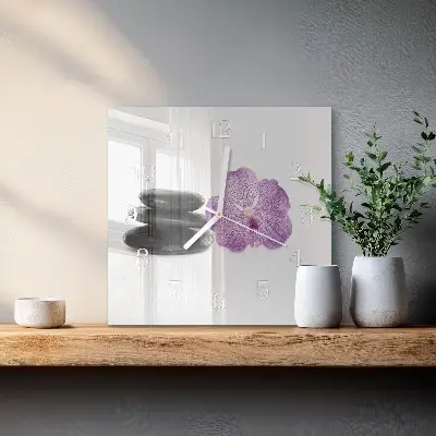Moderne wandklok glas vierkant Stenen