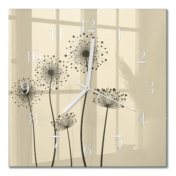 Vierkante glas klok Bloemen