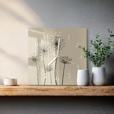 Vierkante glas klok Bloemen