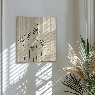 Vierkante glas klok Bloemen