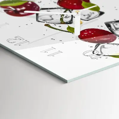 Vierkante glazen wandklok Kersenijs