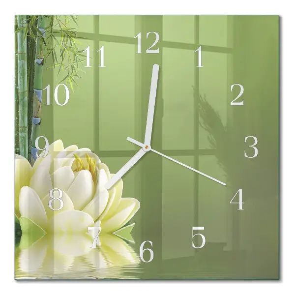 Moderne wandklok glas vierkant Lelie