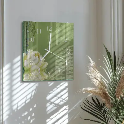 Moderne wandklok glas vierkant Lelie