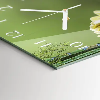 Moderne wandklok glas vierkant Lelie