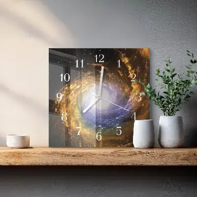Vierkante glas klok Kosmos