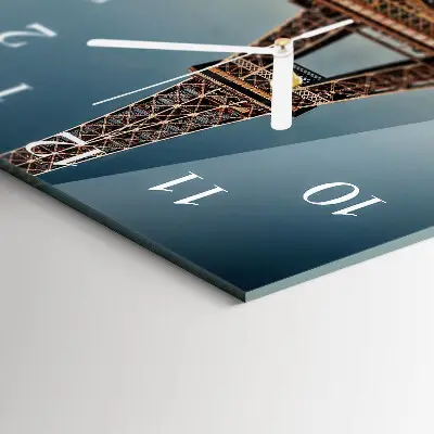 Vierkante glazen wandklok Eiffeltoren