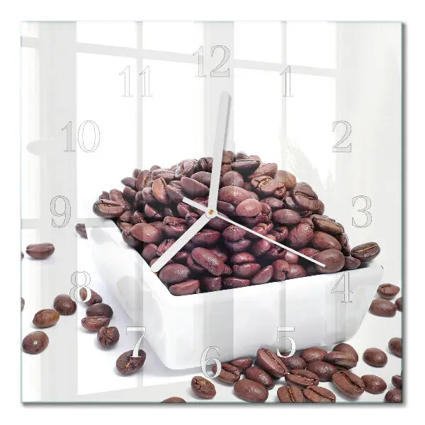 Decoratieve glazen klok vierkant Koffiebonen